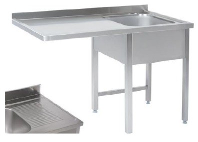Bord med vask og aflæggeplads til venstre 700mm B 1800 x T 700 x H 900 mm