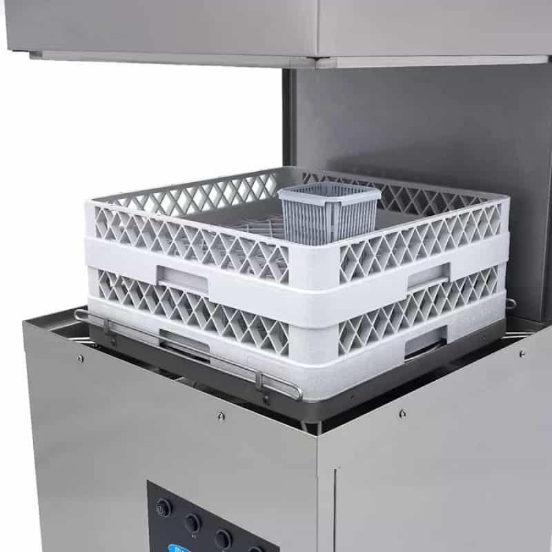 Opvaskemaskine med emhaette 50x50cm med afloeb skylle og saebepumper 400V3 - Gastroudstyr.dk
